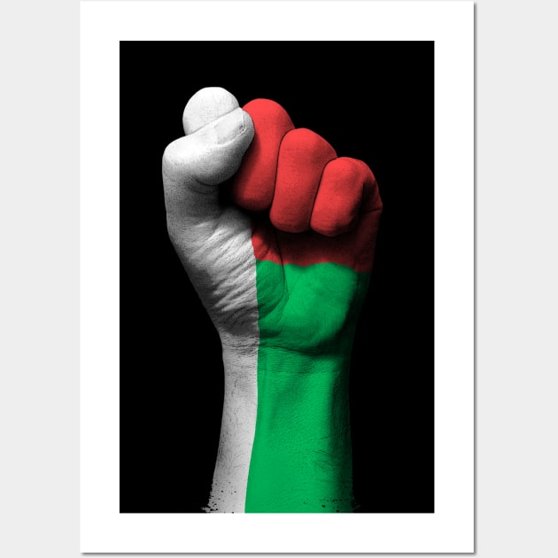 Flag of Madagascar on a Raised Clenched Fist Wall Art by jeffbartels